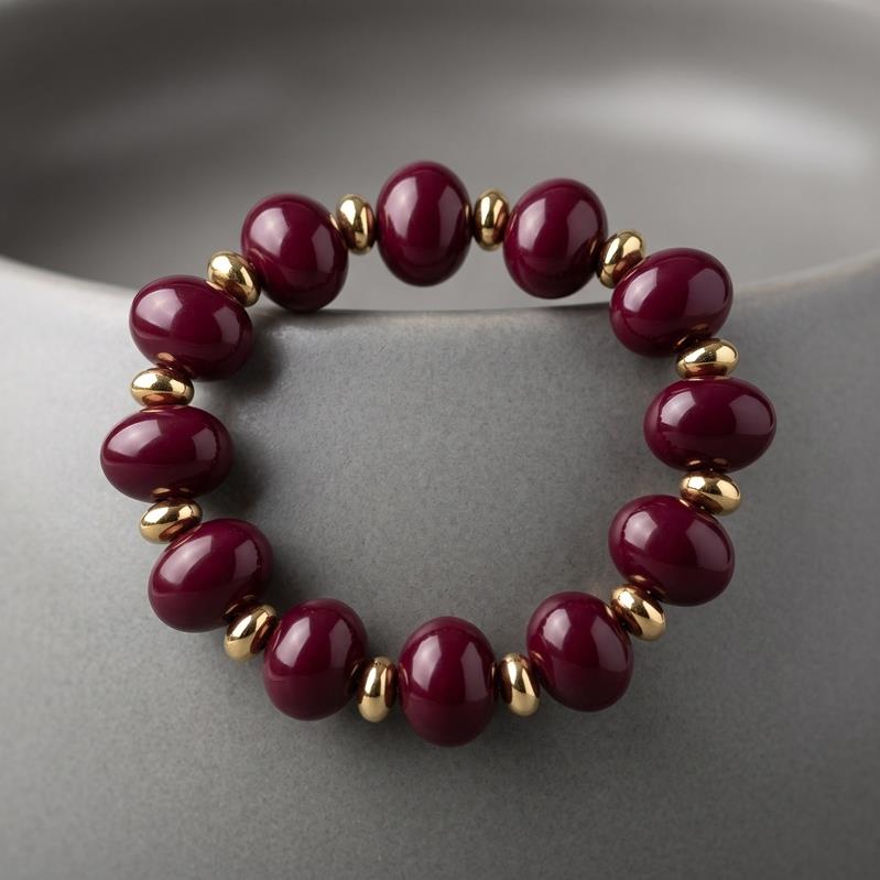 Bordo Boncuklu Trend Taşlı Bileklik
