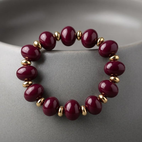 Bordo Boncuklu Trend Taşlı Bileklik