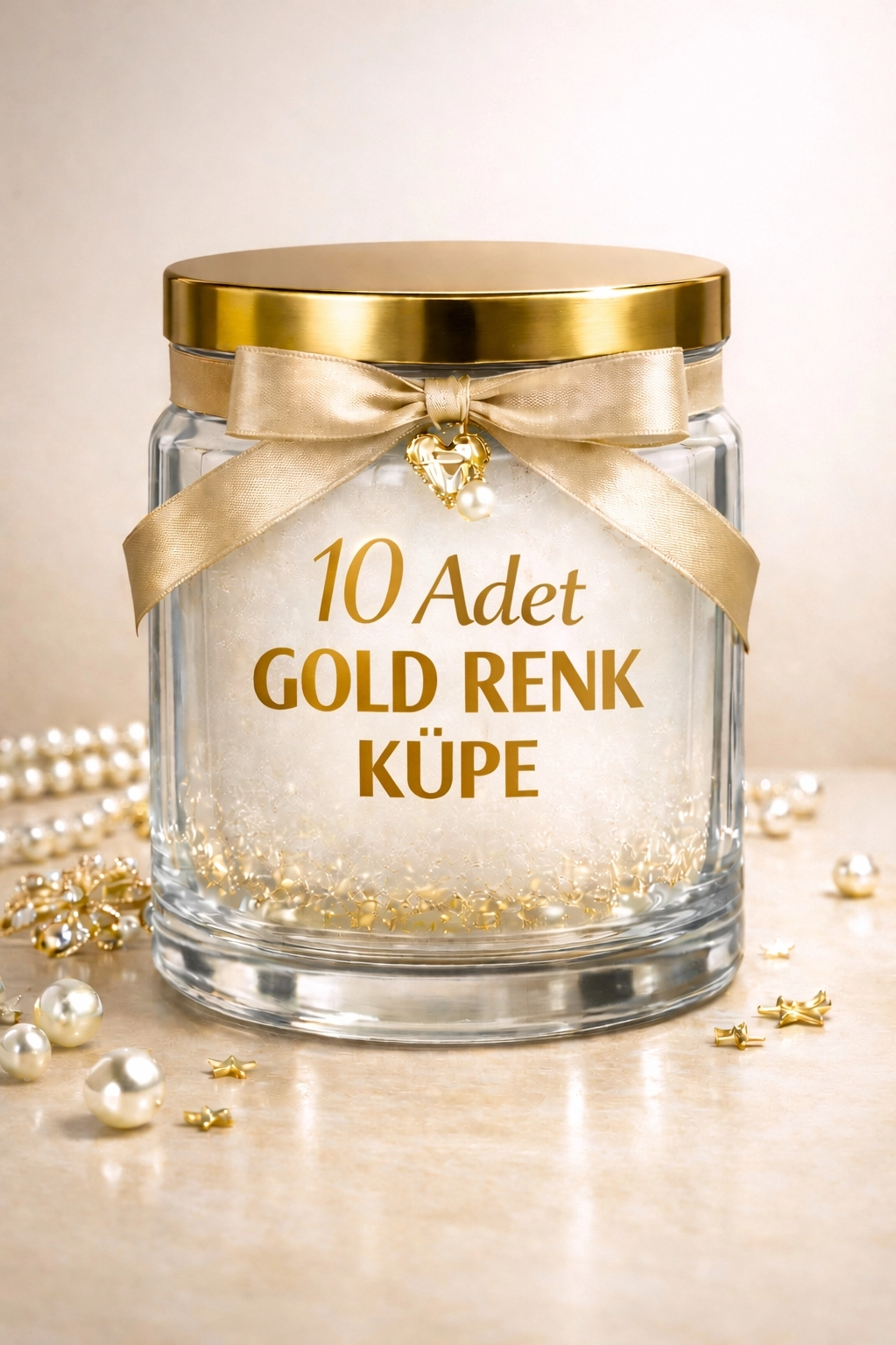 10 Adet Gold Renk Küpe Takı Kavanozu