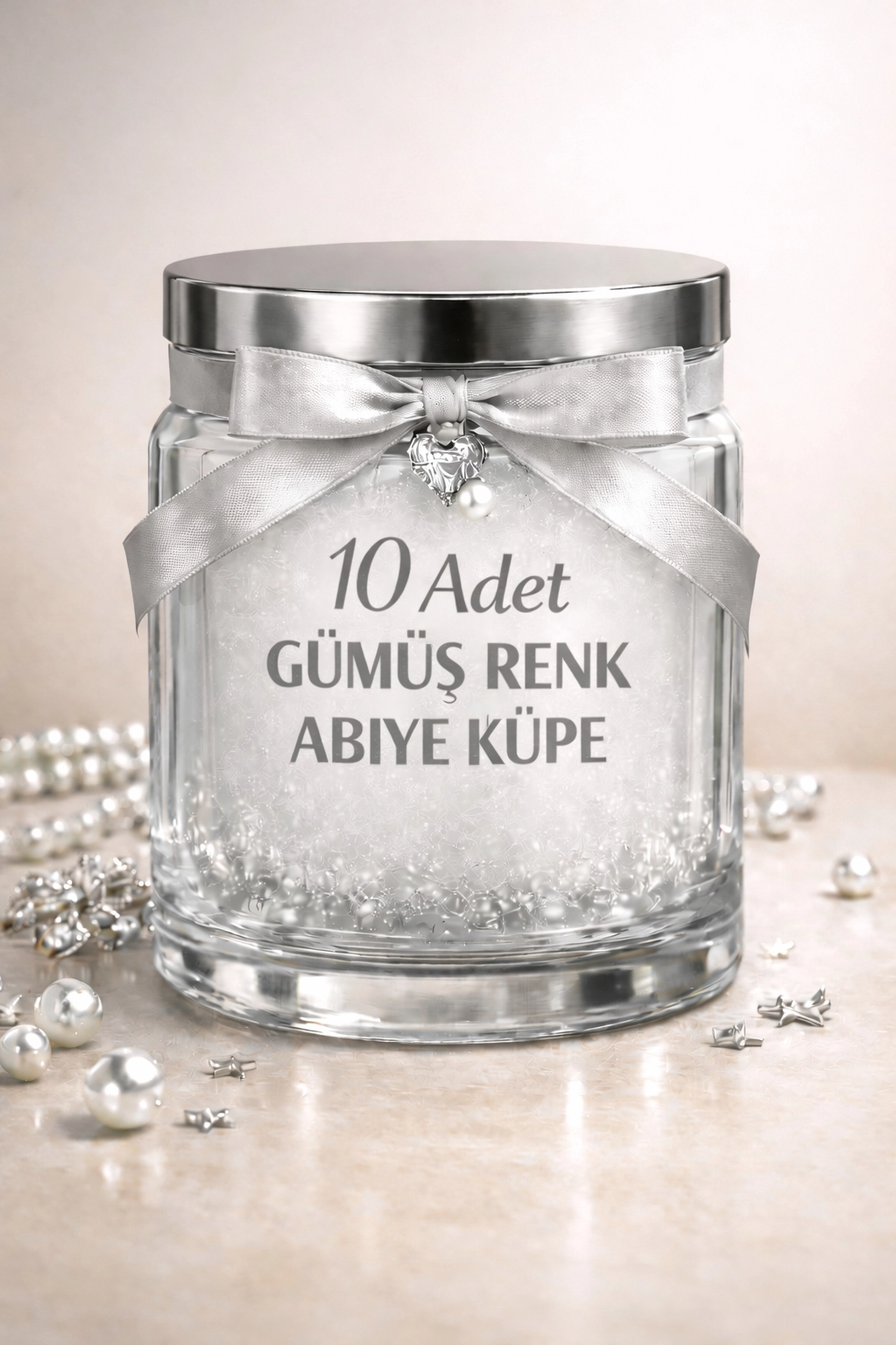 10 Adet Gümüş Renk Abiye Küpe Takı Kavanozu