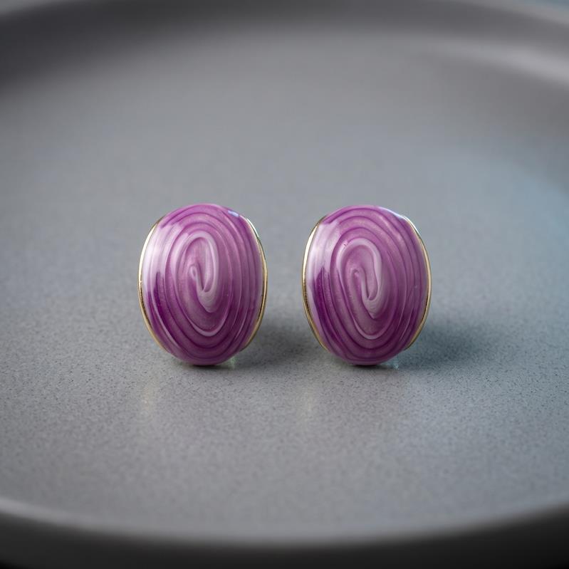 Mor Sarmal Desenli Oval Trend Küpe