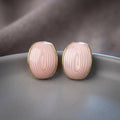 Pembe Sarmal Desenli Oval Trend Küpe