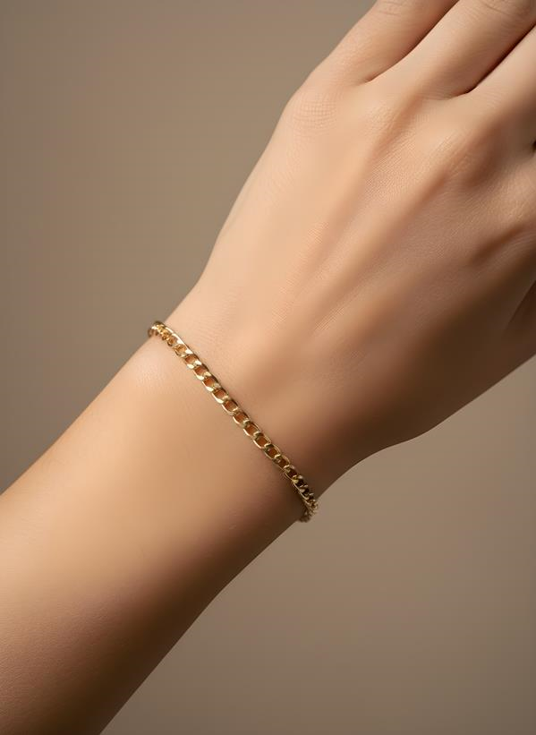Gold Renk Sade Zincir Bileklik