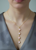 Gold Renk Pembe Yonca Kolye