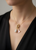 İncili Pembe Kalp Kolye
