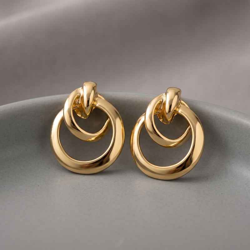 Gold Renk İç İçe Halka Küpe