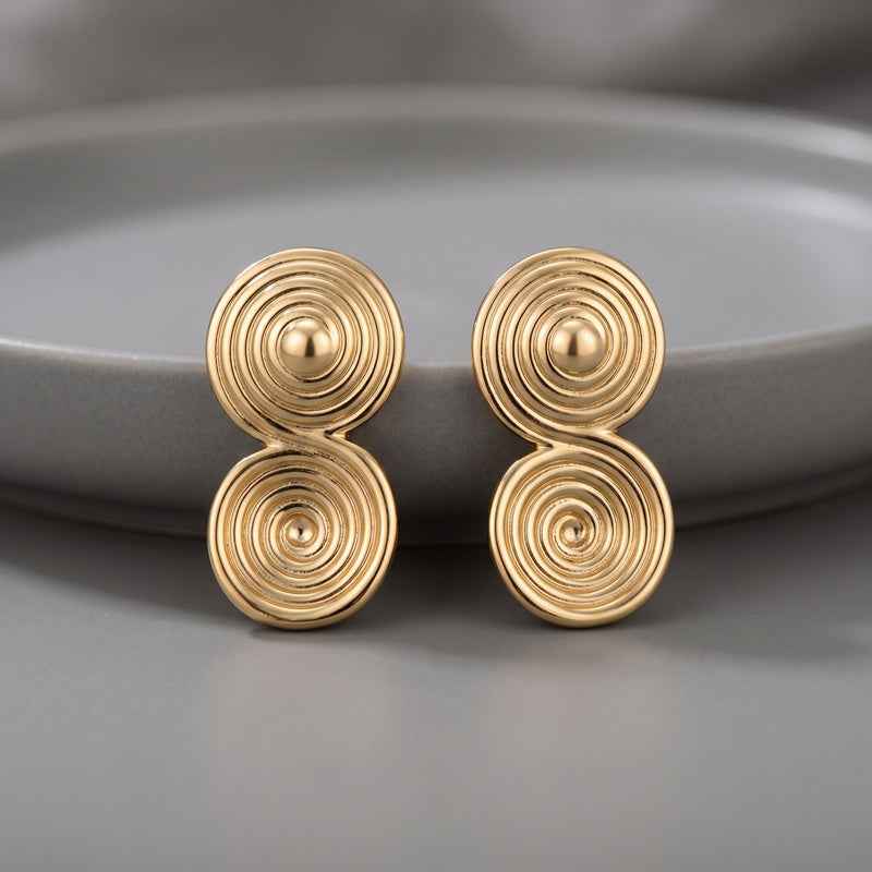Gold Renk Spiral Desenli Küpe