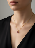 Gold Renk Pembe Oval Taşlı Çelik Kolye