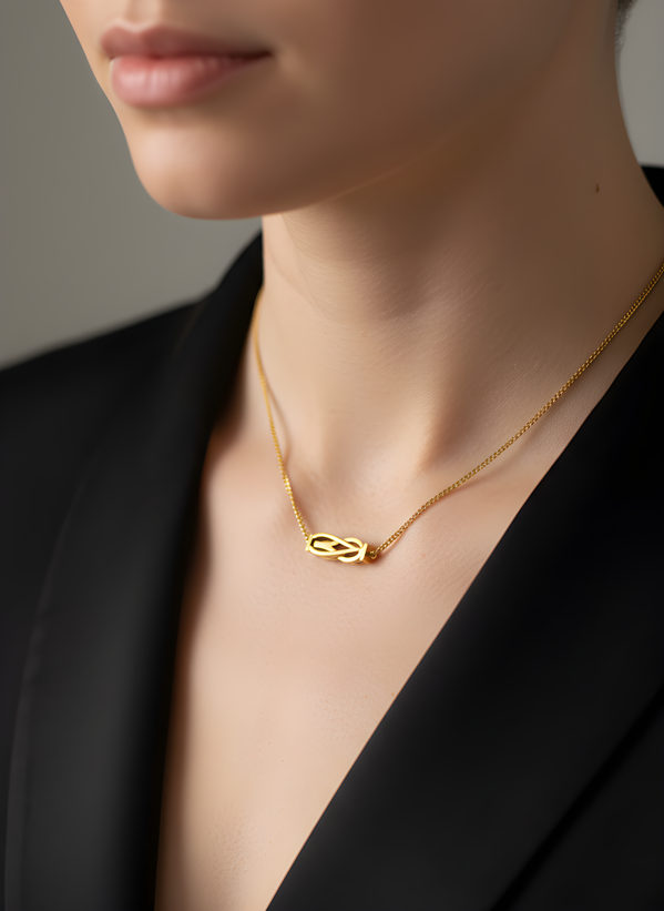 Gold Renk Sonsuzluk Figürlü Çelik Kolye