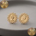 Madalyon Formlu Gold Renk Zarif Küpe